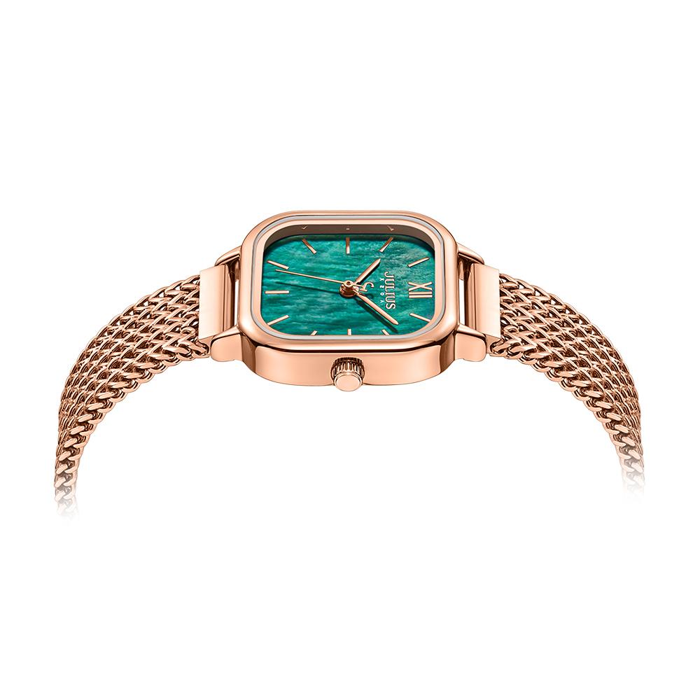 Jyullieoseu Ja-1405 Natural Mother-Of-Pearl Square Metal Watch