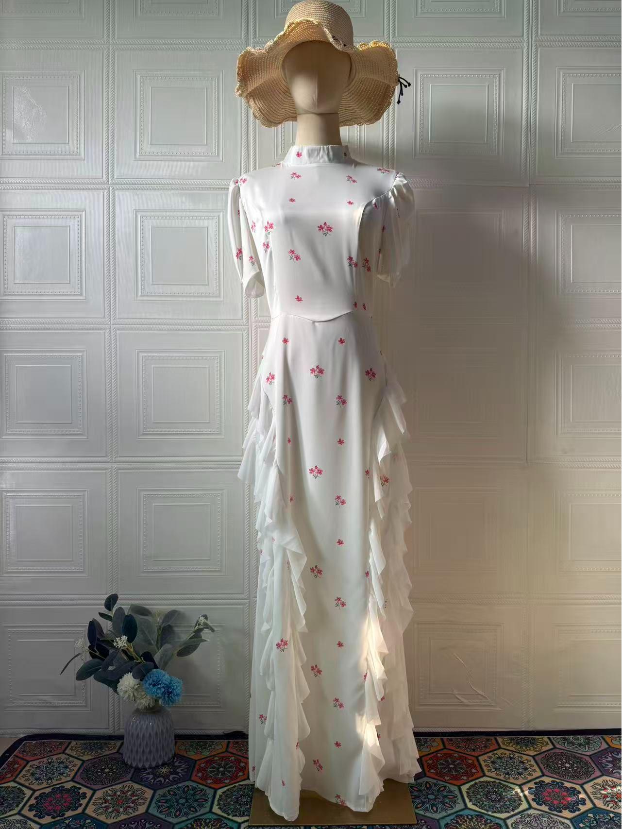 

2025 Весна Милый Стиль Короткий Рукав Шелковистое Элегантное Женское Модное Платье XL