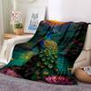 1pc Peacock Nature Scene Blanket, Lightweight Flannel Throw For Sofa, Bed, Travel, Camping, Livingroom, Office, Couch, Chair, And Bed,