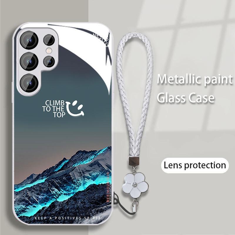 Snow Mountain Is Suitable for Samsung S24ULTRA Mobile Phone Case S23 Glass Mirror S22 Trendy Brand A52A54 Boys New A14
