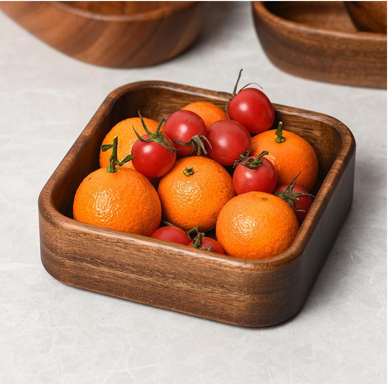 Set di Piatto Snack e Piatto da Contorno in Legno di Acacia: Piatti Divisi per Frutta, Dessert, Insalata e Bambini