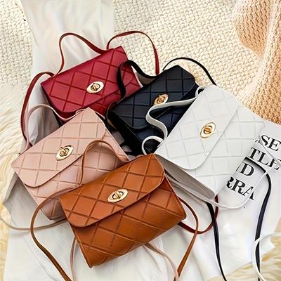Stylish Women's Mini Crossbody Bag with Heart Lock Closure - Multi-Color Options (Red, Navy, White, Brown, Black) for Daily Commute & Holiday Gifts