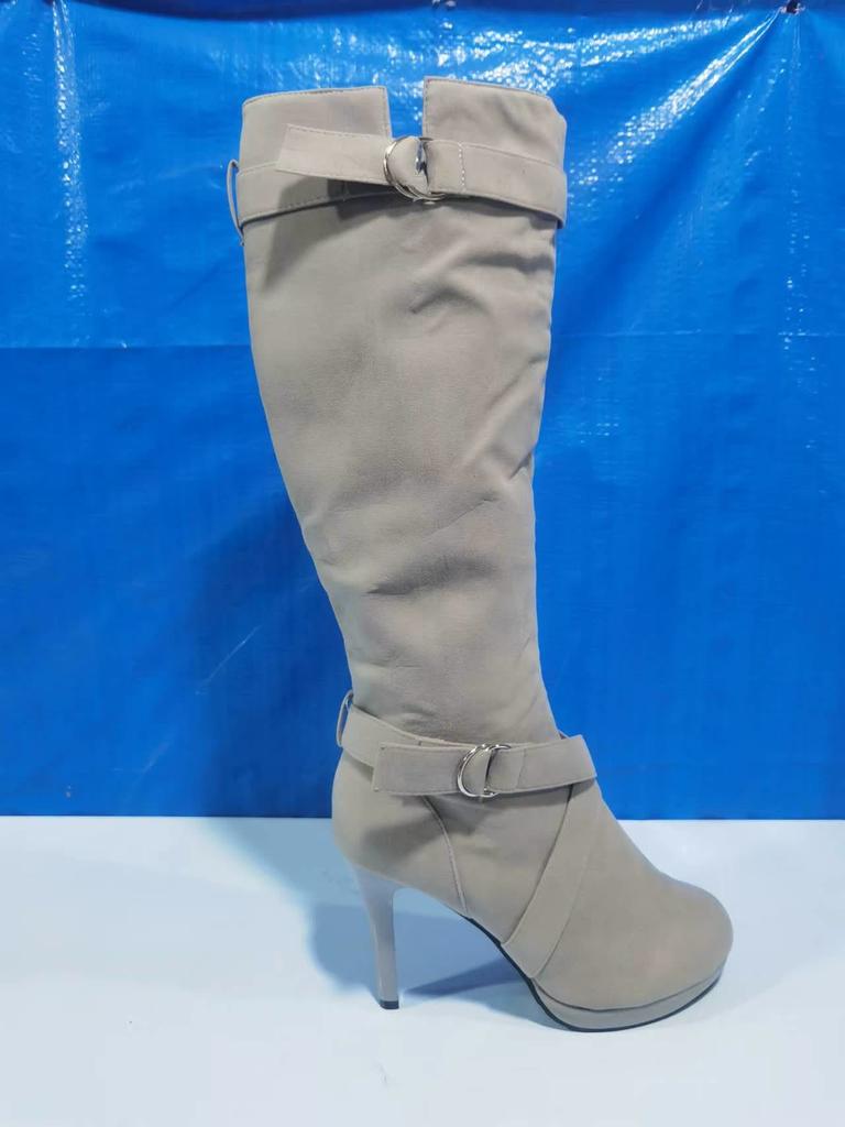 Bottes mi-longues minimalistes européennes et américaines 2024 Automne et Hiver Nouvelles bottes élastiques à talons hauts et longs tubes Zapatillas Mujer