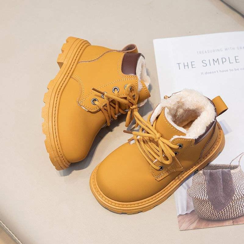 Children's 2025 Martin Boots, Plus Velvet Warm Cotton, Non-Slip Little Yellow Boots for Baby, Toddler Boys & Girls