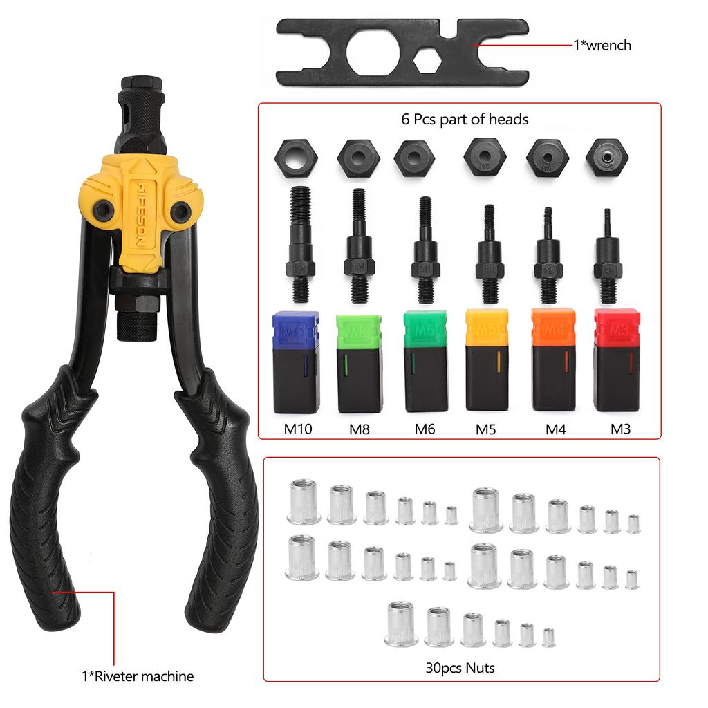 Labor Saving Hand Riveter BT 617 Manual Rivet Machine Riveting Tools with Nut Dies