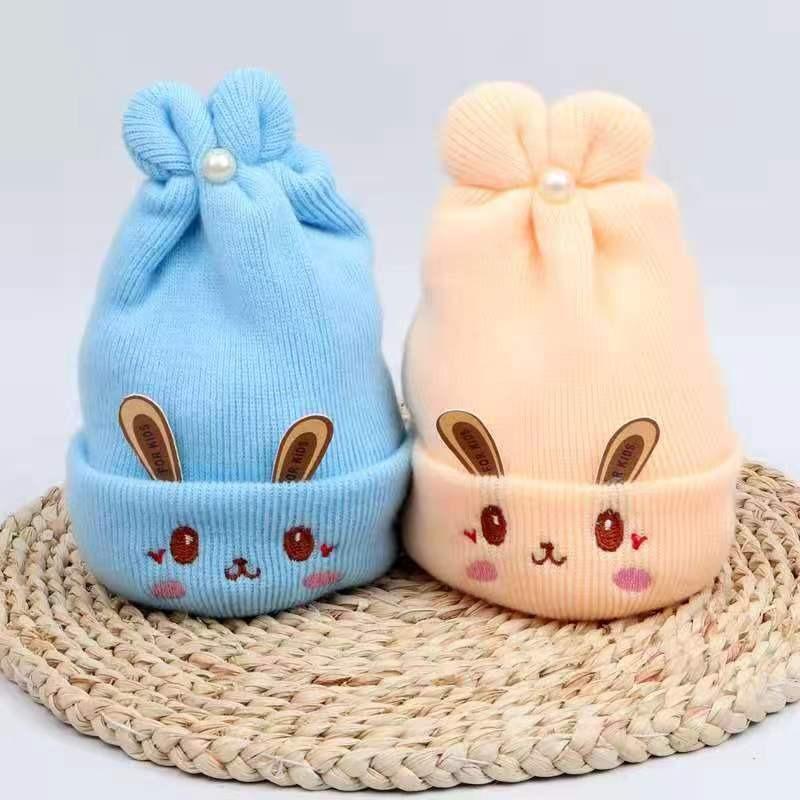 Autumn and winter rabbit baby new hat newborn tire cap thickened baby warm double wool pullover cap 0--6 months