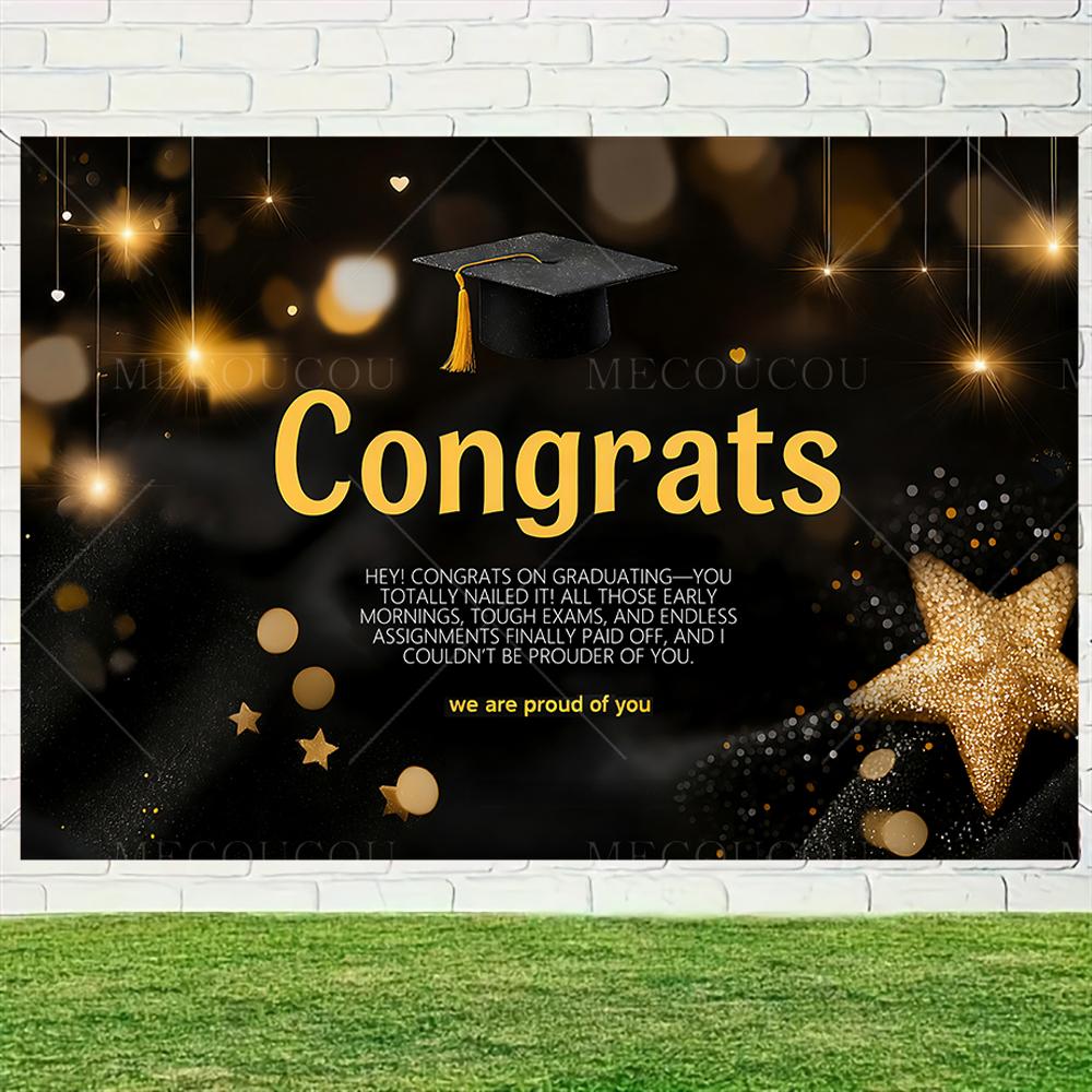 Graduate Themed Banner Customized Student Outdoor Garden Party Decorations Provided Portrait Photography Background Studio Props