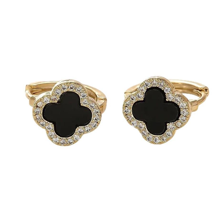 Four-Leaf Clover Zircon Ear Cuffs: High-End Gold-Plated Earrings - Elegant, Small, and Versatile.