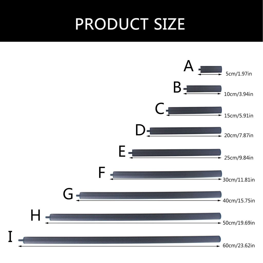 Tijă de extensie pentru cameră, tijă metalică cu filet de 1/4" pentru trepied și stabilizator pentru camere GoPro DSLR