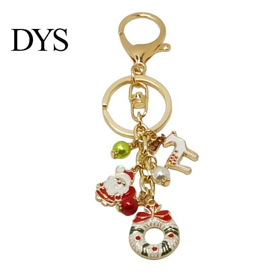 Elk Key Accessory Christmas Santa Oil Dripping Keychain, Enamel Snowman Reindeer Keychain Tree Keyring Pendant, Handbags Backpacks Purse Charm Metal