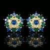 Jewelry Copper Bottom Gold-Plated Simulation Color Treasure Flower High-End Light Luxury Suit Women