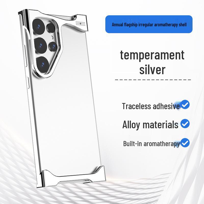 

Универсальный ароматерапевтический чехол для телефона с металлическими угловыми накладками для Samsung S23/S24/S25 Ultra S24 Ultra серебряный