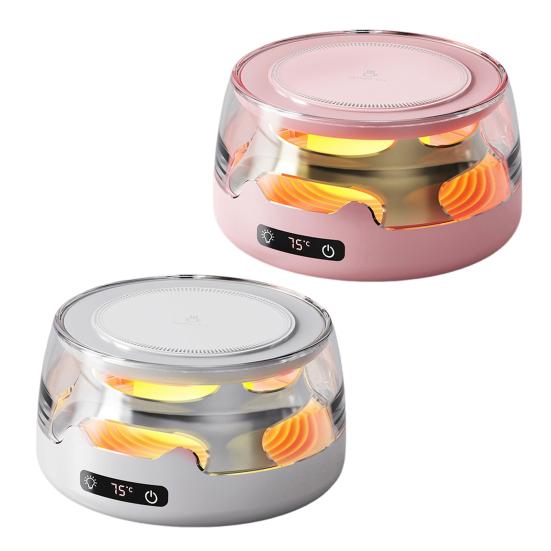 Coffee Mug Warmer Adjustable Temperature Coaster with Ambient Light Portable Drink Warmer Auto Shut-Off Anti-Slip Base Heated Mug Coaster