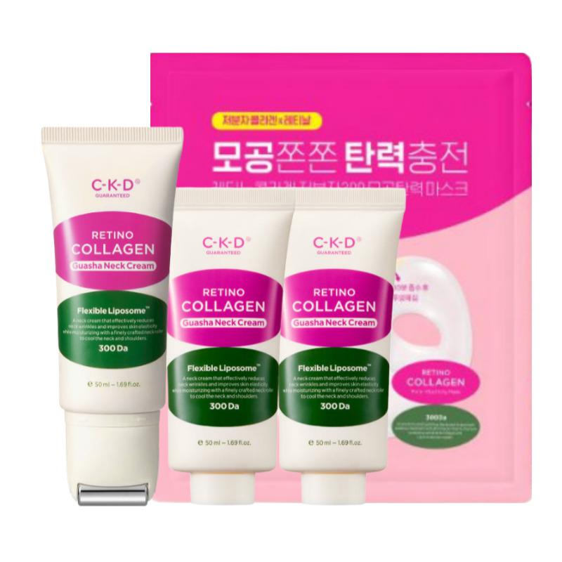 

CKD Retino Collagen Gua Sha Крем для шеи от морщин 50 мл + Сменный блок 50 мл × 2 + Маска для сужения пор 1 шт.