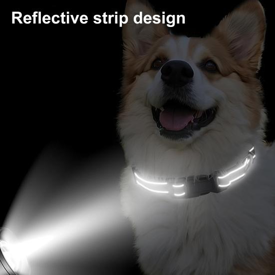 Reflective Dog Collar Nylon Dog Collar with Metal D-Ring Adjustable Fit Safe Dog Collar for Small Large Medium Dogs Night Walking