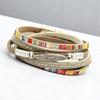 Women' Boho Bracelet, Pink Eco-leather, 19.5 , Gold Details