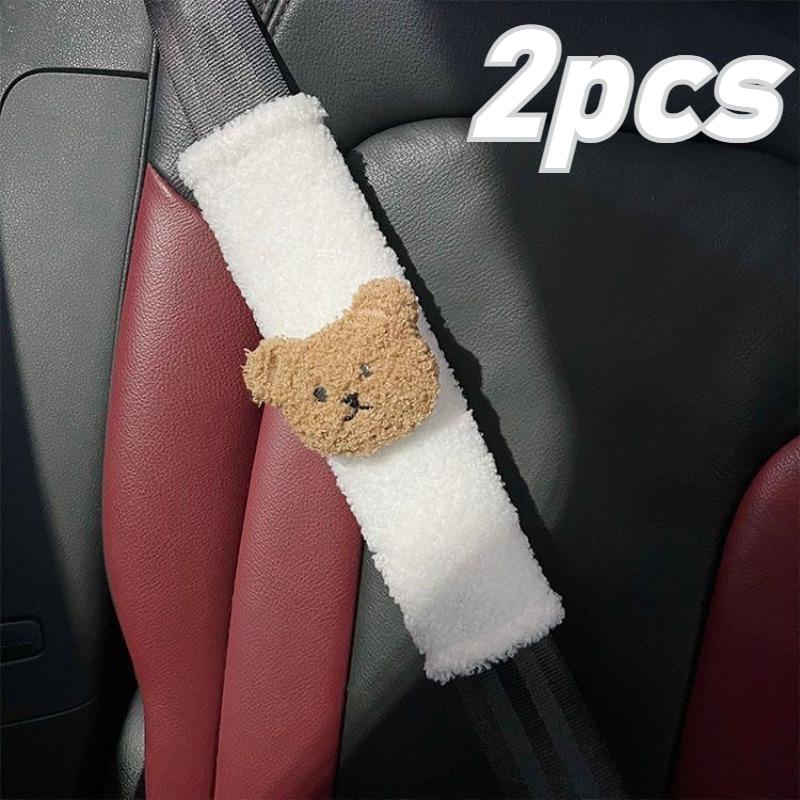 Cute Cartoon Car Seat Belt Shoulder Protector Little Bear Doll Car Interior Seat Belt Protector Plush Car Accessories Interior
