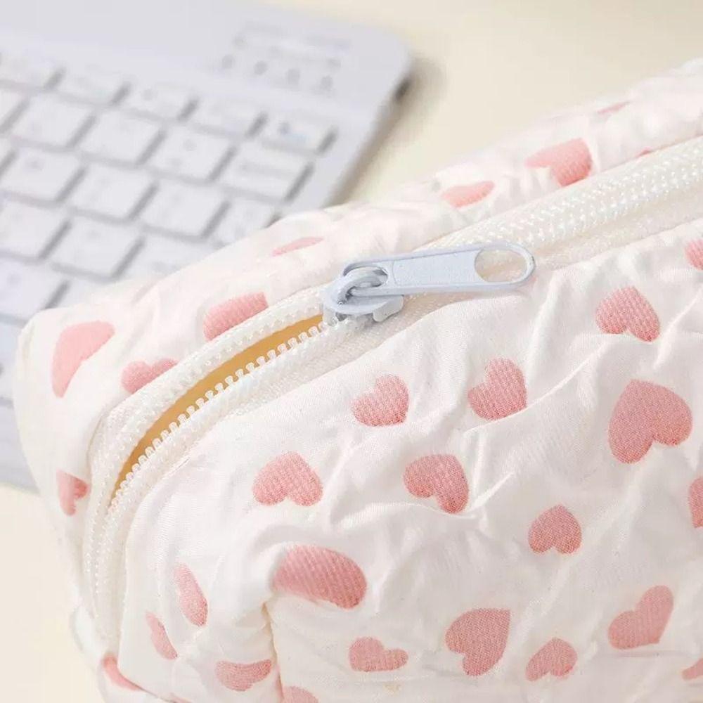 Love Heart Pen Bag High Capacity Stationery Organizer Cute Stationery Bag  Office