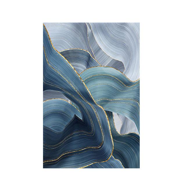 

Абстрактные синие, зеленые, золотые линии, волнистые геометрические плакаты, новый китайский холст с принтом, живопись, современное настенное искусство, украшение для дома, картина 21cm×30cm NoFrame