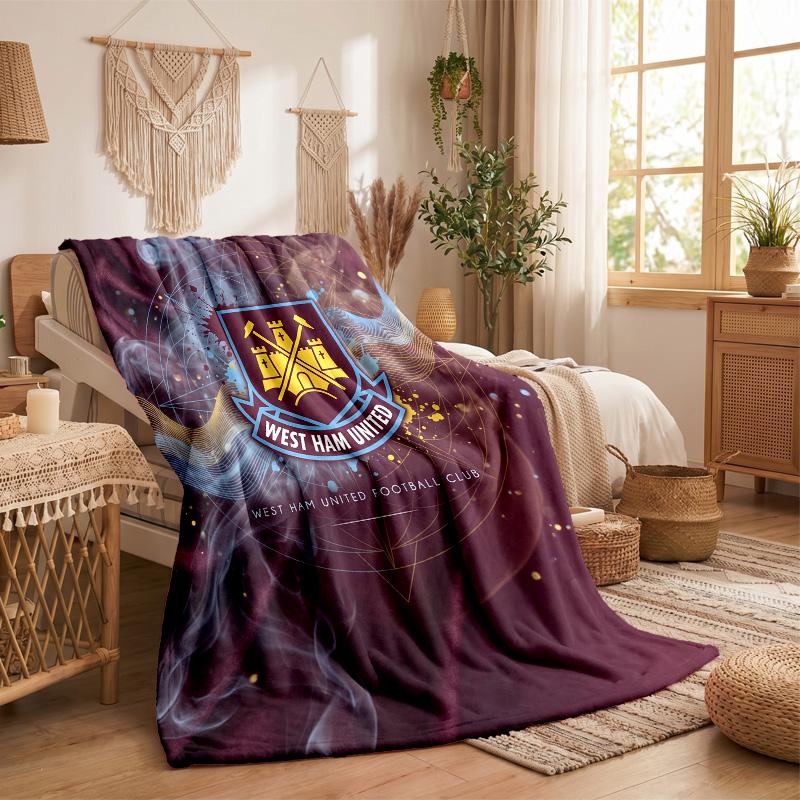 West Ham United Football Print Flannel Blanket Soft Warm Sofa Bed Throw Blanket For Home Office Bedroom