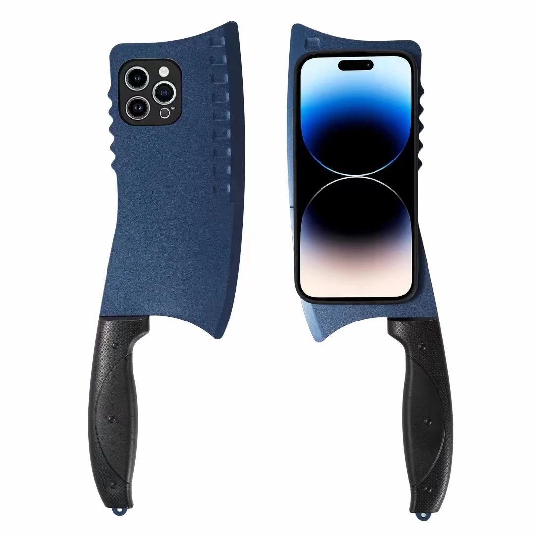 

3D мультяшний чохол для кухонного ножа для iPhone16 15 13 12 11 14 Pro Max Xs 7 8 Plus Funny Kitchen Knife Shape Pattern Soft Cover для Samsung S24 S23Ultra Samsung s21plus синій