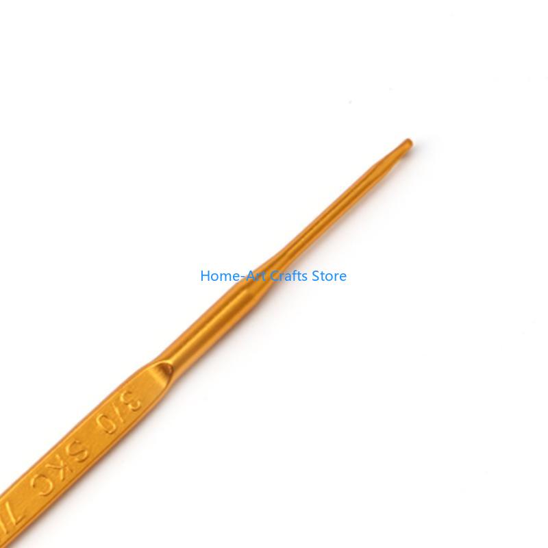 Y3NA 10Pcs Golden Aluminum Double End Crochet Hook Knitting Needle Set Weave Craft