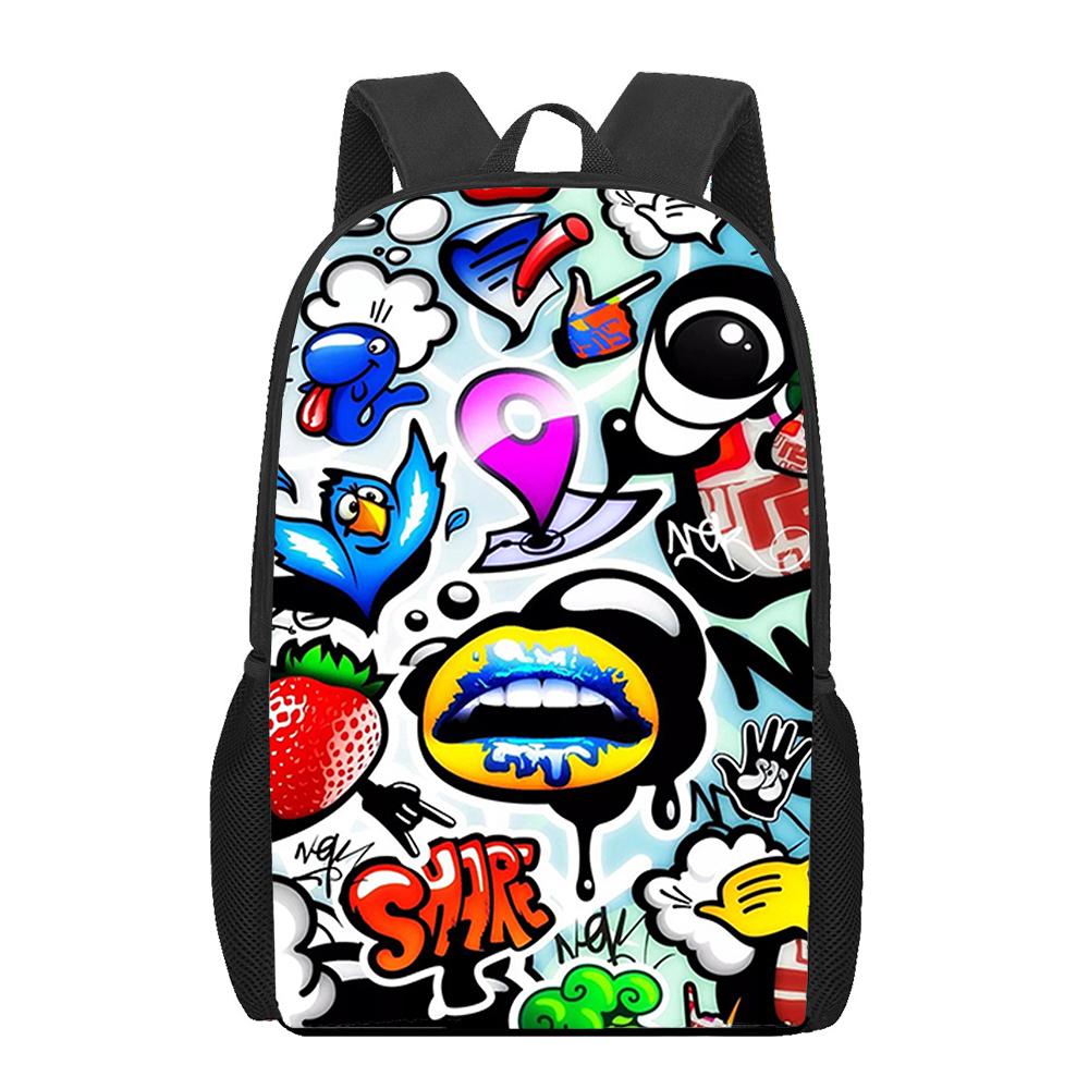 Anime Graffiti Sticker Pattern Children School Bag Girls Boys Casual Book Bag Teenager Daily Backpack Woman Men Travel Rucksacks