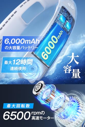 Neck Cooler with Cooling Plate, Neck-Worn Fan [2025 New Design - Simultaneous Left/Right Cooling & Up/Down Airflow] High Airflow, Portable Neck Fan, 6