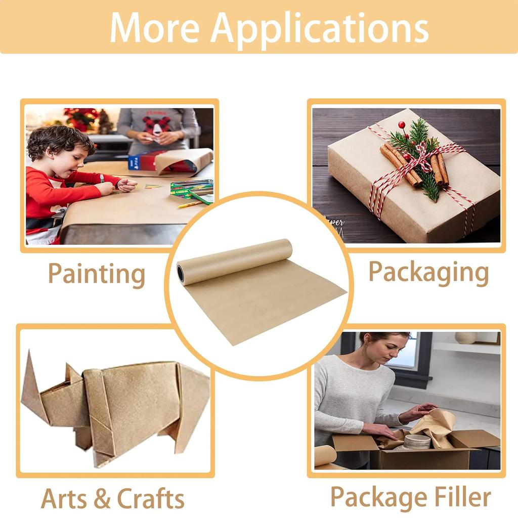 38cm Width Kraft Paper DIY Gift Wrapping Moving Supplies Craft Packing Roll,Length: 10m