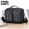 LAOSHIZI Genuine Leather Men's Shoulder Bag Vintage Male Messenger Bags Men Business Crossbody Bag