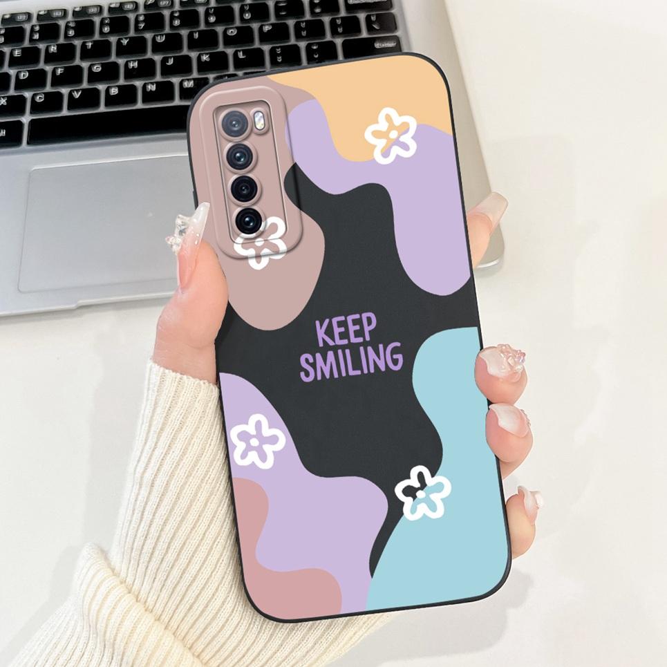 

Couple Love Heart Phone Cover For Huawei Nova 7 7PRO 7SE Cow Print Rabbit Luxury New Fashion Back Case Matte Liquid Silicone Huawei Nova 7 SE