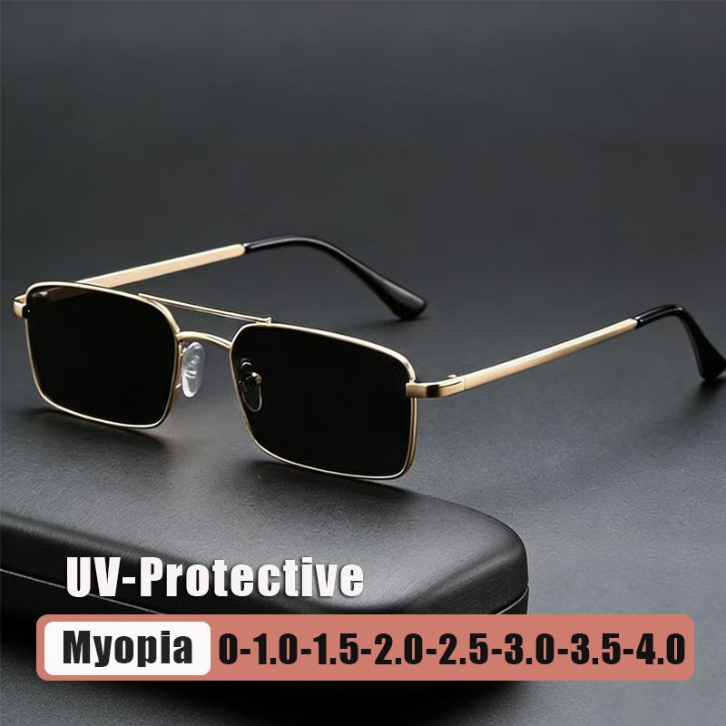 Retro Double-Bridge UV-Protective Myopia Glasses Stylish Trendy Men's Sunglasses Diopter 0 To -4.0 Classic Driving Shades
