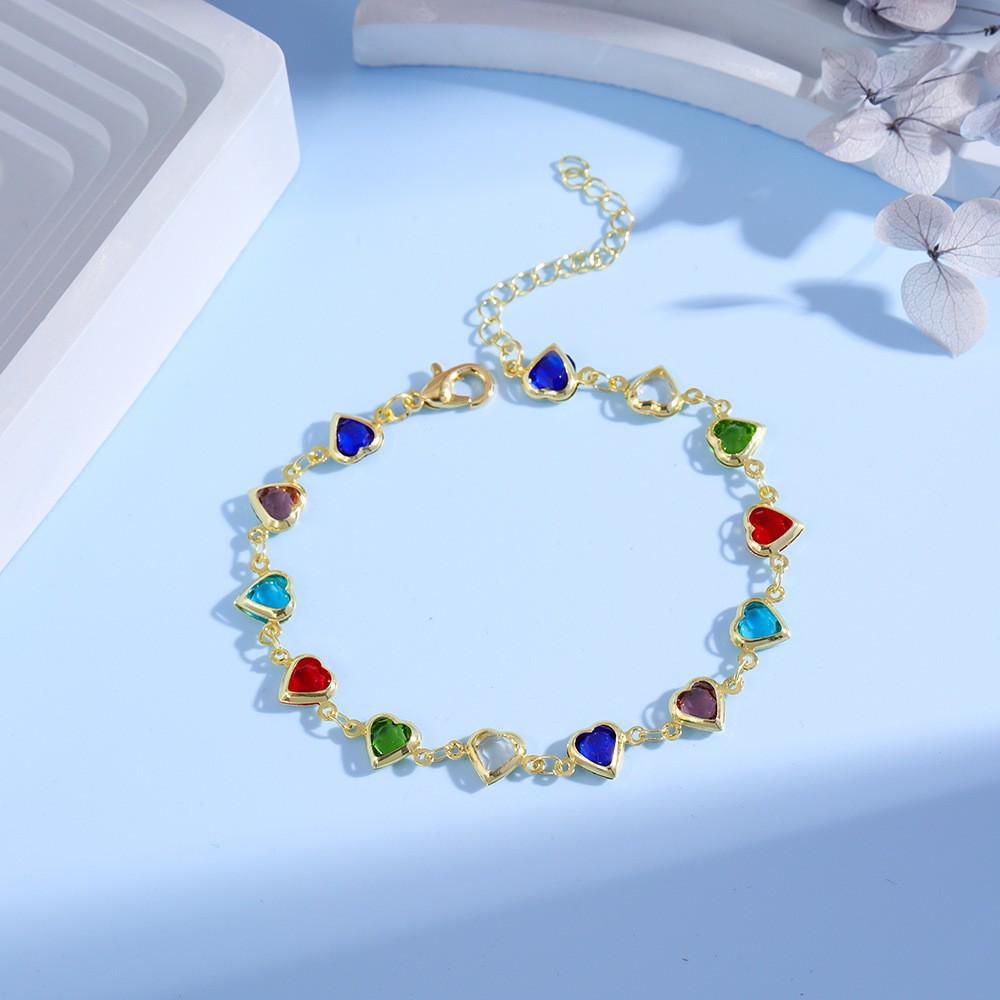 Colorful Heart Beaded Bracelet - Women's Sweet, Heart-Shaped Niche Design