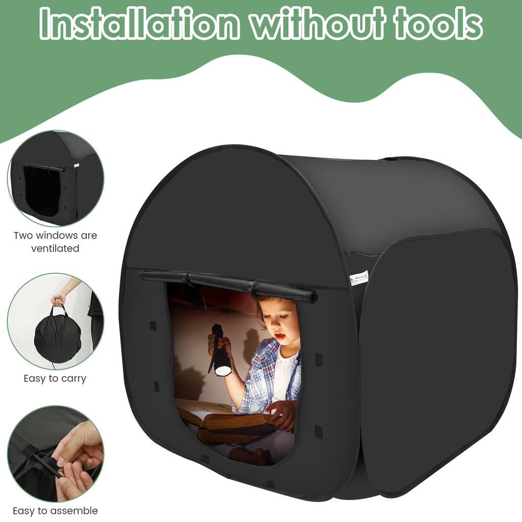 1/2PCS Sensory Tent Kids Foldable Pop Up Tent for Autistic Children Indoor Blackout Tent Storage Bag Hold 1 to 2 People Windows