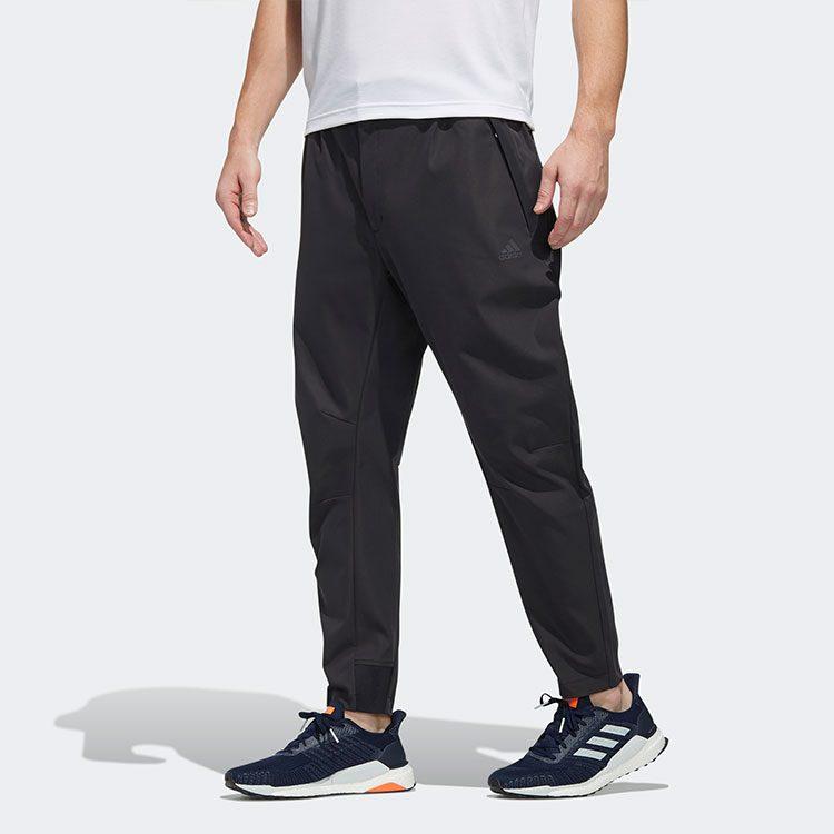 Adidas Knitted Sweatpants Men's Black Moderate Straight Fit Pants FM9372