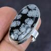 Natural Snowflake Obsidian Gemstone 925 Sterling Silver Jewelry Ring Size 9 T8l61