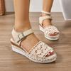 Mode Sandalen Damen Geflochtene Espadrille Knoten Knopf Knöchelriemen Keilsandalen Leinen Keil Sommer 6cm Absatz Plateau Espadrilles Schuhe