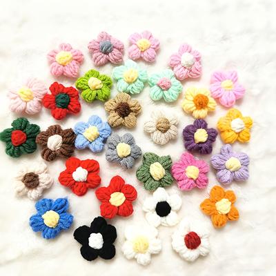 Random Crochet Flowers Kit Puff Knitted Flowers Handmade Crochet Flowers for Crafts Embellishments DIY Hair Headbands Clothing Accessories