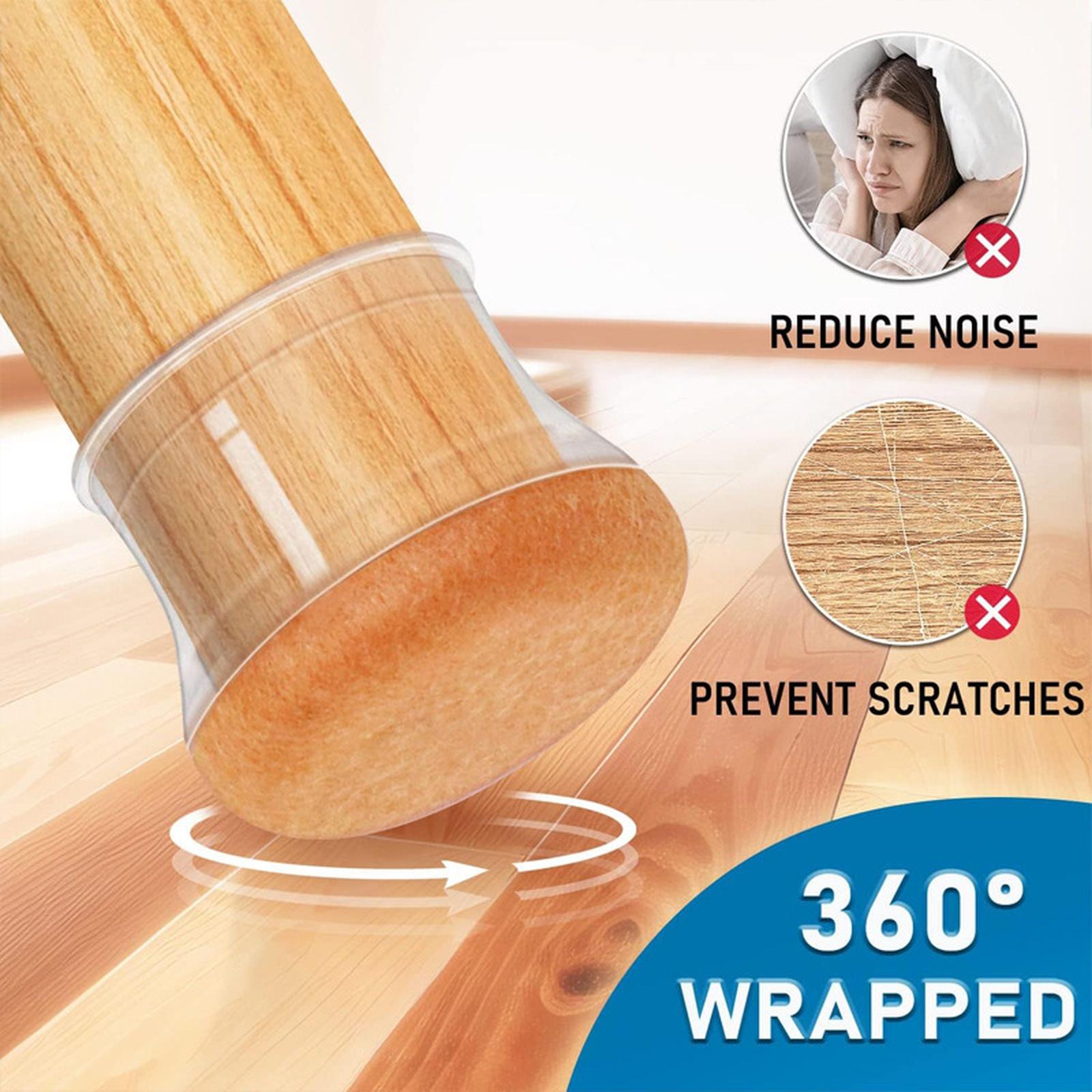 

Chair Leg Floor Protectors for Hardwood Floors, Silicone Chair Caps Covers Furniture Pads Sliders w/ Wrapped Bottom S
