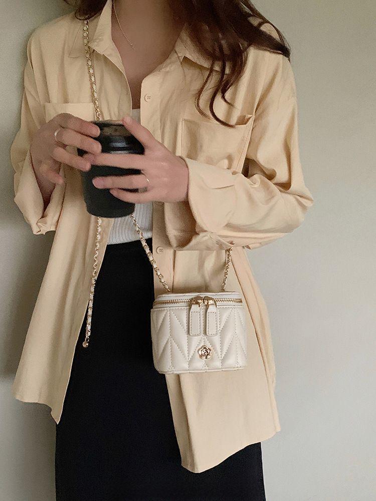 Camellia Diamond Chain Messenger Bag - Versatile, Trendy, and Casual Shoulder Bag