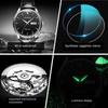 JINSHIDUN Markenuhr Automatische mechanische Uhr Doppelkalenderuhr Modetrend Herrenuhr Herrenuhr