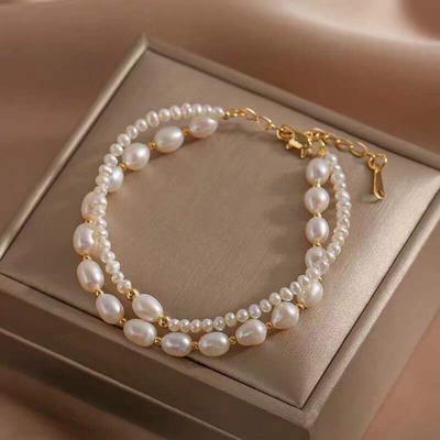 Baroque Natural Freshwater Pearl Multi -Layer Bracelet Fancy ,Simple Temperament Retro