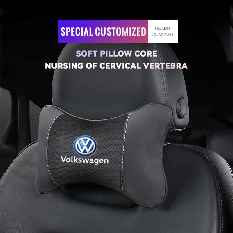 For VOLKSWAGEN VW Car Accessories Seat Headrest Auto Logo Neck Pillow For Volkswagen VW Polo Golf Tiguan Passat Touareg Magotan