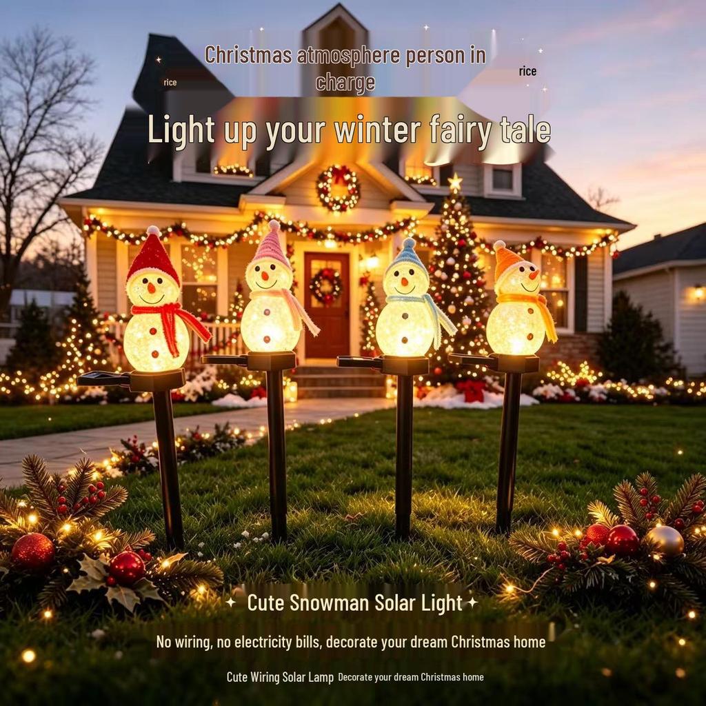 Solar Snowman Stake Lights: Waterproof Outdoor Christmas Lawn Decoration