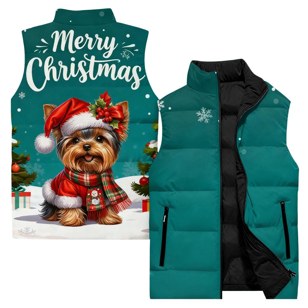 Men's Casual And Fashionable Sleeveless Vest, Solid-color Printed Cotton Jacket