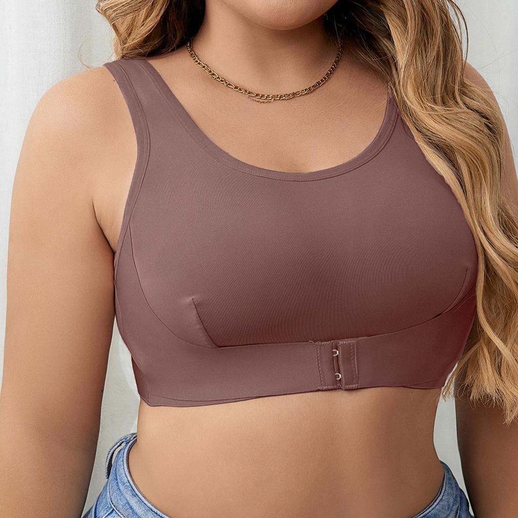 European and American Sports Large Size Comfortable No-rim Seamless Push-up Bra Front Buckle Adjustable Shape Beautiful Back Underwear