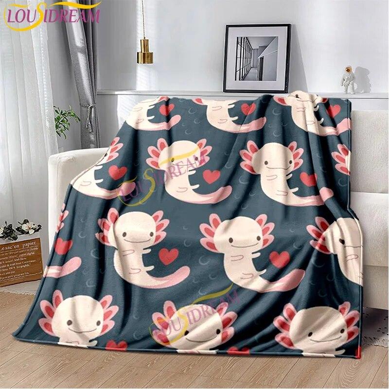 Animal de dibujos animados Ajolote suave felpa ropa de cama sala de estar sofá dormitorio cama mantas picnic impreso lindo Axolotl regalo manta