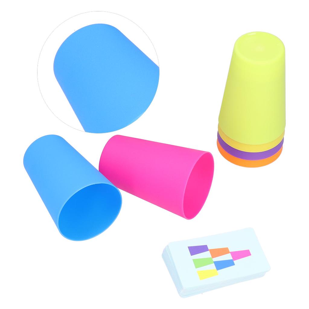 Stacking Cups Game Set Picture Cards Colorful Stack Cups Early Educational Baby ToysSingle Player