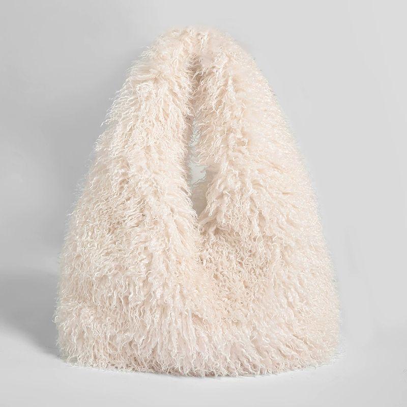 Yogodlns Luxury Fluffy Tote Women Shoulder Bag Lamb Wool Faux Fur Hobo Bags for Winter Large Capacity Shopper Plush Designer Handbags