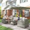 Six-Piece Modular Rattan Sofa Set - Light Grey